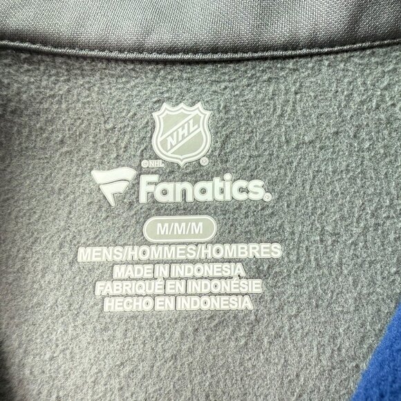 FANATICS Hockey 1/4 Zip Pullover Blue Gray Men's Medium Vancouver Canucks - Picture 5 of 8